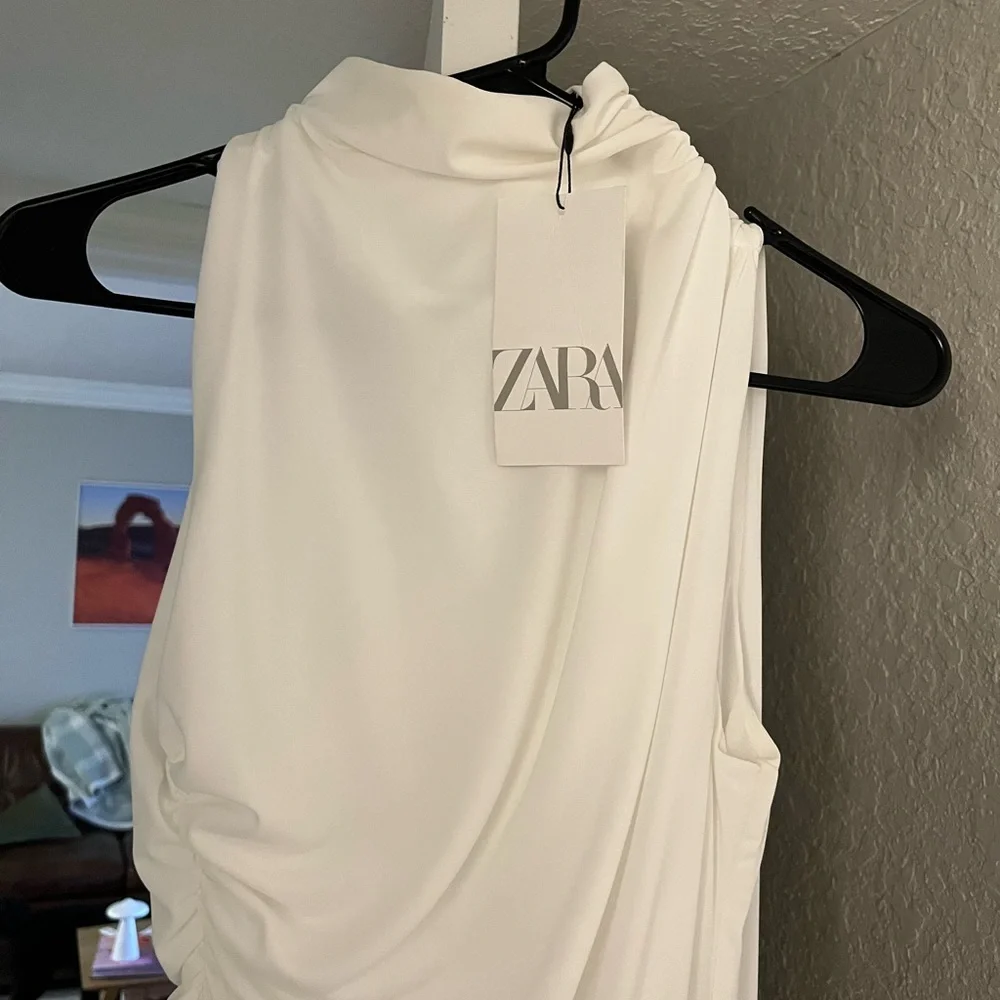 ZARA NWT White Sleeveless Dress - Picture 4 of 5